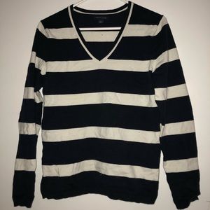 Blue and white sweater